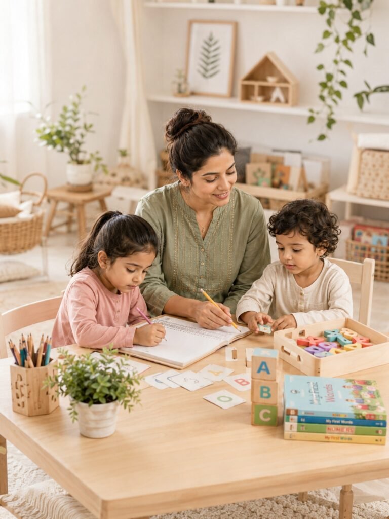 A cozy home childcare and tutoring setup
