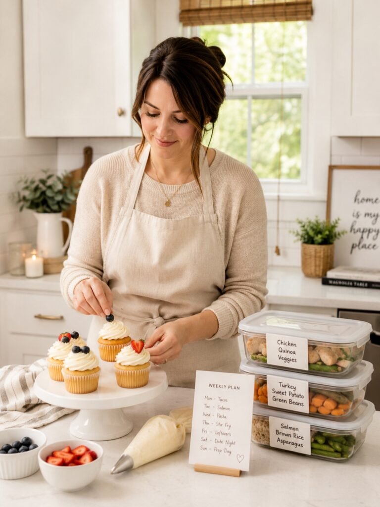 A homemaker baking in a home kitchen