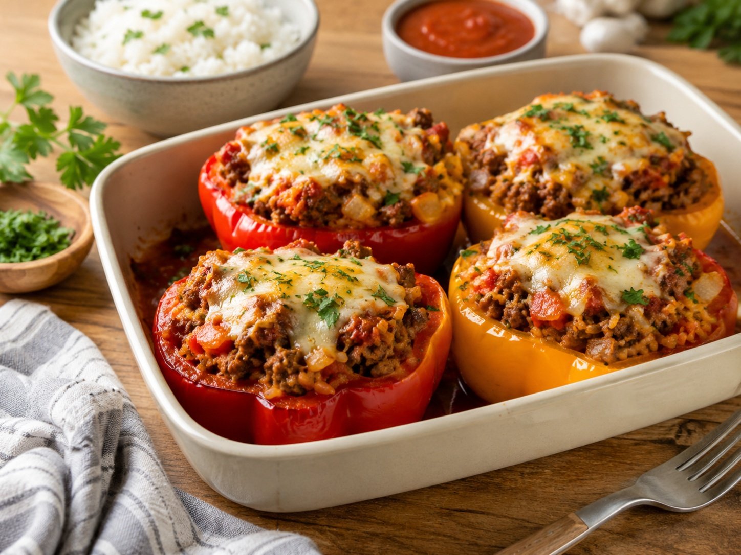Simple Stuffed Bell Peppers With Ground Beef Recipe